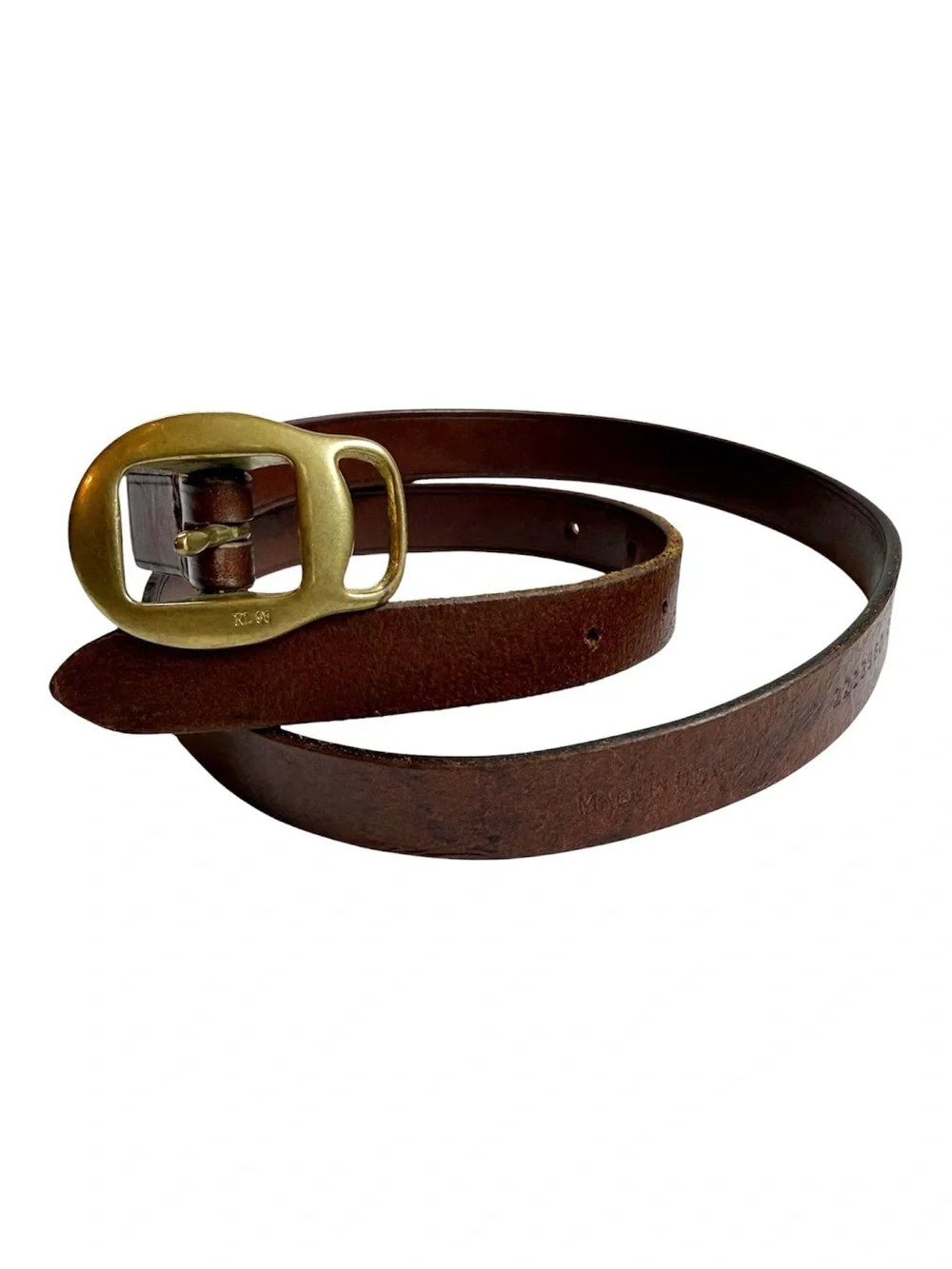 Vintage 1996 Ralph Lauren Equestrian Saddle Leather And Brass belt Size M